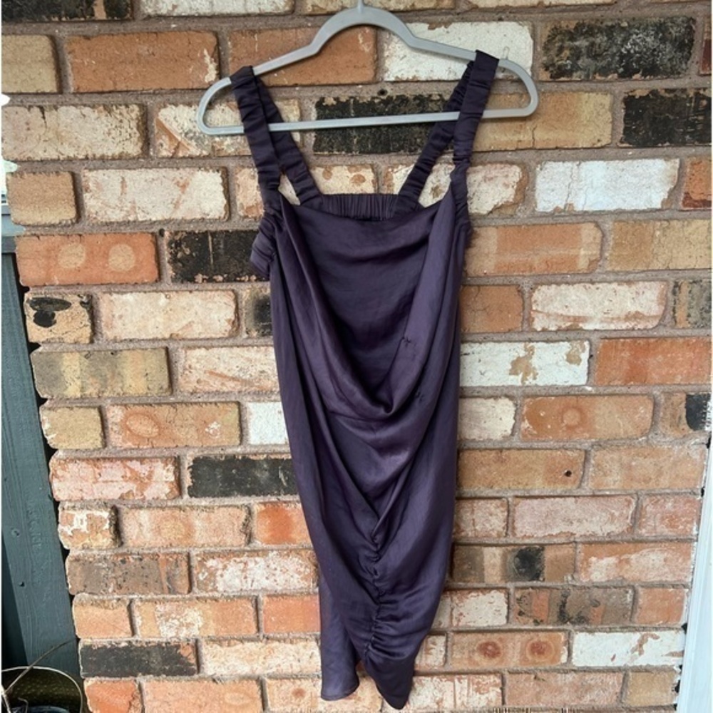 Cotelac Drape Front Purple Mini Dress